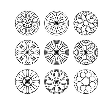 Minimal Mandala Circle Line Art Collection, Decorative Geometric Vector Design