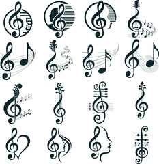 Musical Decal Art Svg, Silhouette file
