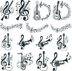 Musical Decal Art Svg, Silhouette file