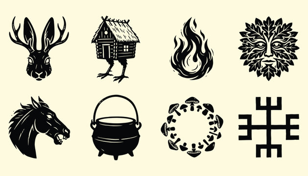 Mythical Folklore Icons - Woodcut Style Collection