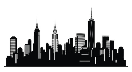 A striking black and white silhouette of a new york city skyline © Tm Studio