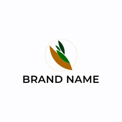 Fototapeta premium Illustration Leaf Flat Green Brown Color Simple Modern Logo Icon Design Vector. Suitable for branding healthy food, organic products, vegan restaurants, natural food labels