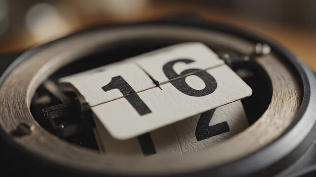 Close-up of Vintage Flip Clock Displaying Date 15, Time Passing Concept