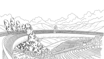 Obraz premium Golden Bridge Vietnam, a unique architectural marvel held by giant stone hands