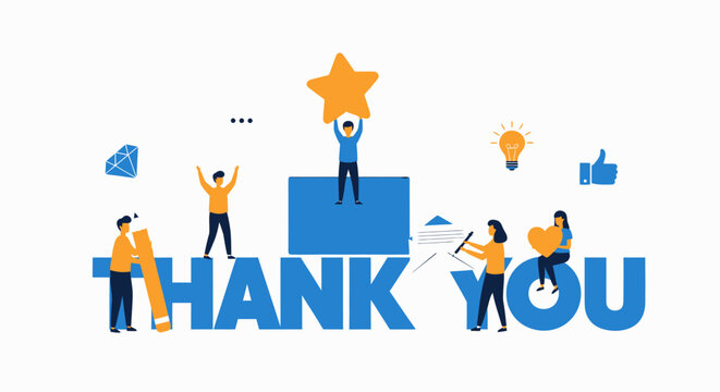 Thank You Message with People and Symbols.