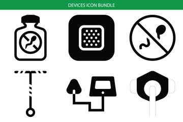 Collection of device icons bundle for various applications and prohibited actions Vector, illustration