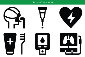 Medical devices icon bundle: essential healthcare symbols for visual communication Vector, illustration