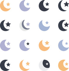 Crescent Moon and Star Islamic Symbols for Ramadan Eid Mubarak