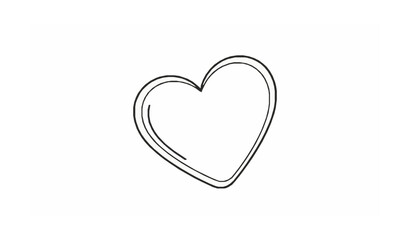 Minimal line art red heart outline vector illustration isolated on white background