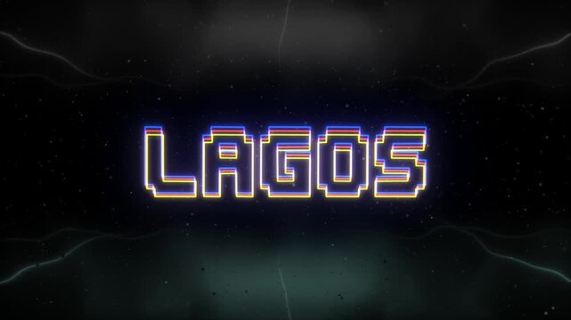 Lagos Neon text with retro background