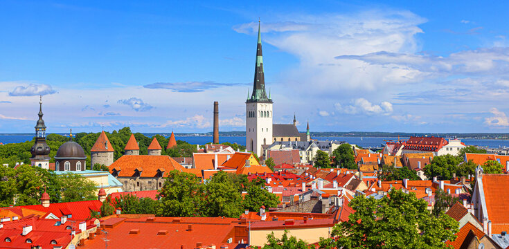 Tallinn old town cityscape with st. Olaf's church