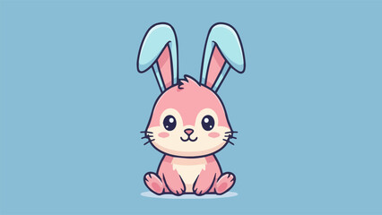 Fototapeta premium Adorable bunny rabbit vector illustration, cute cartoon pet style, flat design