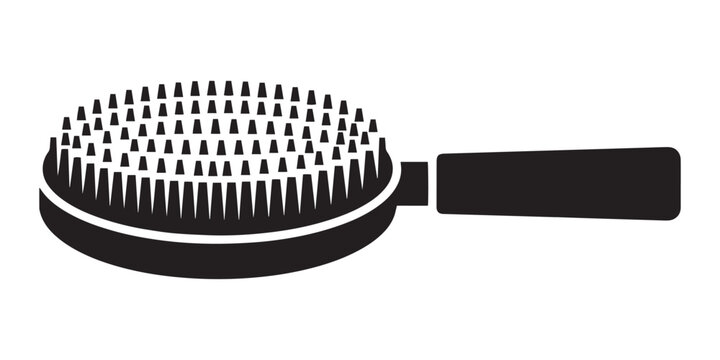 Flat vector illustration of a professional pet grooming brush tool isolated on a white background for animal care and hygiene.