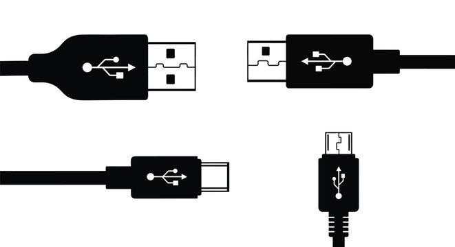 Various usb connector types displayed as a distinct silhouette
