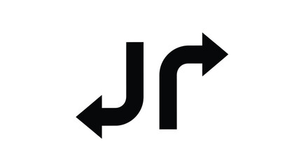 Black arrow symbol pointing both directions minimalist design silhouette