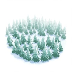 Obraz premium Pixelated Forest of Evergreen Trees Covered in Snow on a White Background