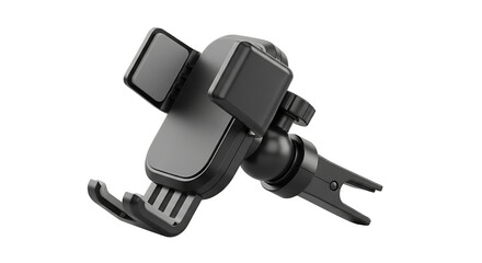Fototapeta premium A sleek black car phone mount on transparent background for easy installation
