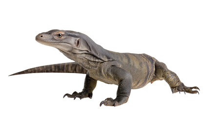 Obraz premium Komodo Dragon Profile A captivating profile of a Komodo dragon, displaying its unique physique, rugged texture, and primal gaze.