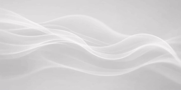 A smooth white silk fabric background features soft flowing waves and a shiny satin texture with elegant blue light curves designed as a seamless liquid material backdrop