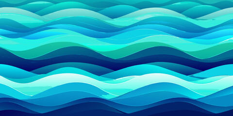 Fototapeta premium Vibrant seamless blue wavy pattern with dynamic ocean inspired design, seamless pattern for backdrop needs