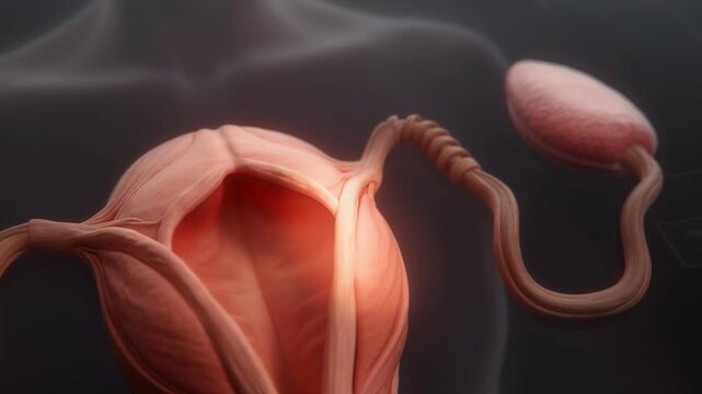 Dynamic 3D Animation: Sperm Cell's Microscopic Journey to Female Reproductive System