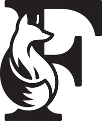 Monogram F logo with elegant fox silhouette, perfect for branding