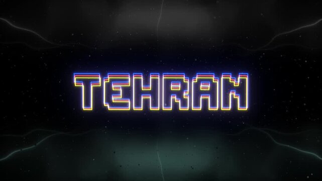 Tehran Neon text with retro background