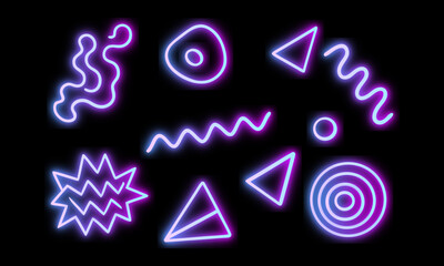Naklejka premium Neon Shapes Collection Vibrant Geometric Designs For Modern Graphics