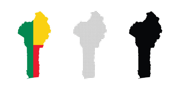 belize map with national flag coat of arms halftone dotted pattern solid black vector set