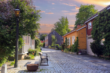 Residential district Bakklandet in Trondheim