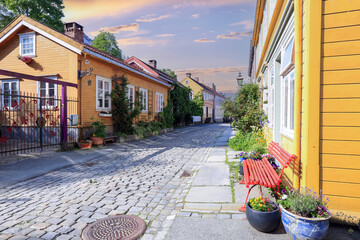 Residential district Bakklandet in Trondheim