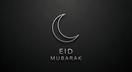 Obraz premium Eid Mubarak greeting with crescent moon symbol on dark background