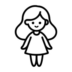 Logotipo juguetería. Dibujo sencillo con líneas de una muñeca con vestido  © teracreonte