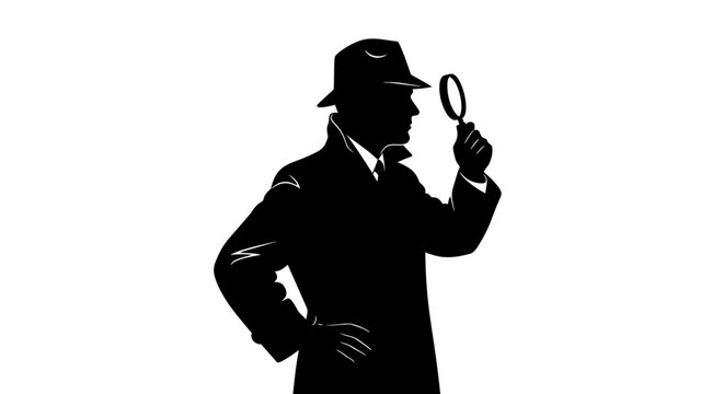 Silhouette of a detective man.