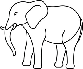 Fototapeta premium Elephant Outline Drawing Standing Side ViewStock Illustration
