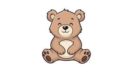 Obraz premium Cute Cartoon Teddy Bear Sitting Illustration.