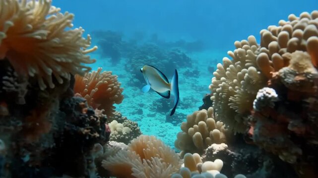 Underwater beauty tranquil sea with colorful coral reefs and tropical fish swimming freely in natural habitat