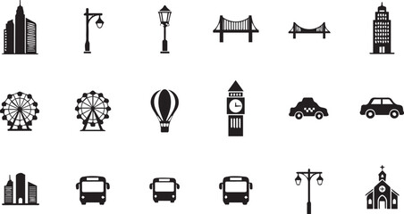 Fototapeta premium House and Home Icons Set – Residential Buildings Solid Glyph Vector Pack