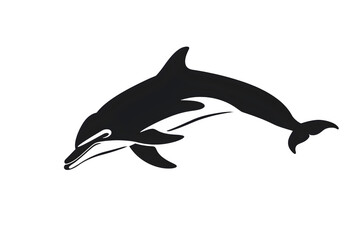 Obraz premium Dolphin Striking Black Silhouette Isolated on White Background High Resolution Clean Lines Printable Design for Logo Branding T Shirt Tattoo Stencil Clipart Icon and Wall Art