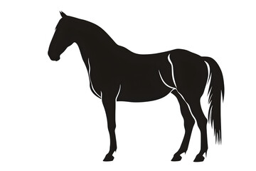 Obraz premium Horse Majestic Detailed Black Silhouette Isolated on White Background High Resolution Clean Lines Printable Design for Logo Branding T Shirt Tattoo Stencil Clipart Icon and Wall Art