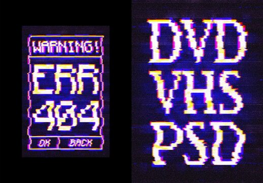 VHS Glitch Text Effect Mockup