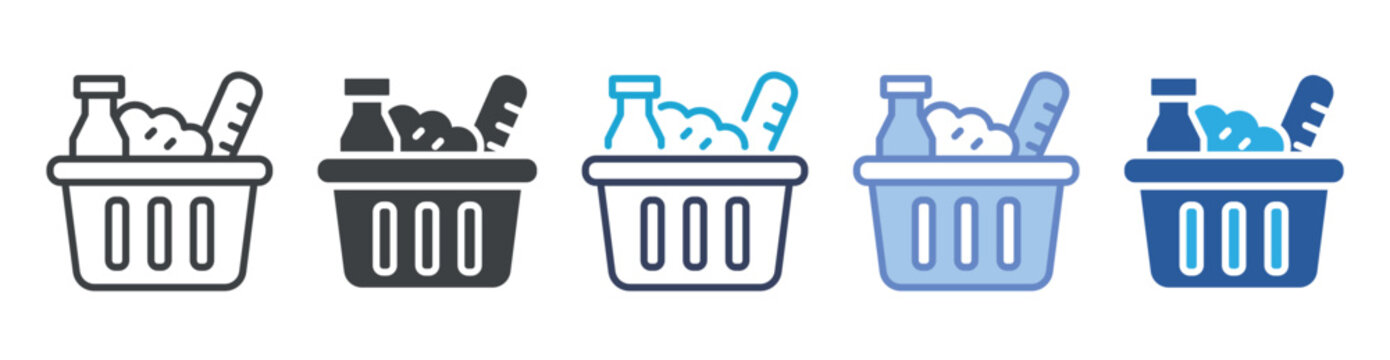 Grocery icon set multiple style collection