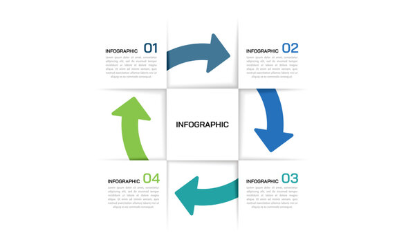 4 Stages cyclic infographic template for business presentation and data visualization. Vector illustration.