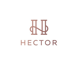 Elegant line curve  logotype. Premium letter H logo design. Luxury linear creative monogram.