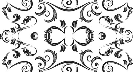 Black and white damask floral pattern. © Suro