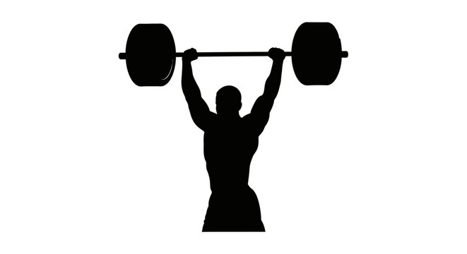 Man Lifting Weights Silhouette Fitness.