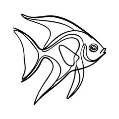 Dibujo sencillo con línea continua de un pez tropical  © teracreonte