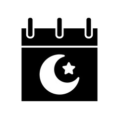 Fototapeta premium Minimalist Calendar Icon Showing a Crescent Moon and Star representing the month of Ramadan