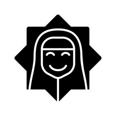 Fototapeta premium A Muslim Girl Silhouette Icon Inside an Eight-Pointed Shape Symbol
