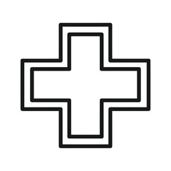 Obraz premium Medical Cross Symbol Simple Black Outline